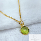Peridot Necklace, 14k Gold Plated Necklace, August Birthstone Pendant, Minimalist Green Gemstone Necklace, Gift for Women, Peridot Necklace